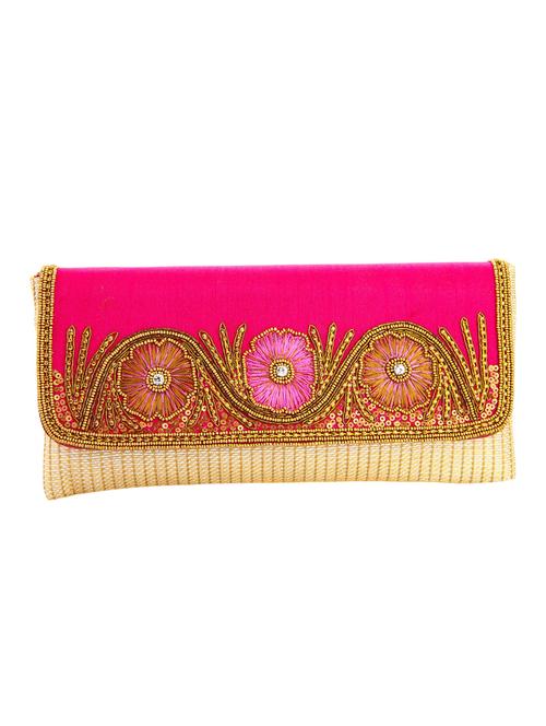 pink leatherette (pu) ethnic clutch - 10767054 - Very Small Image - 1