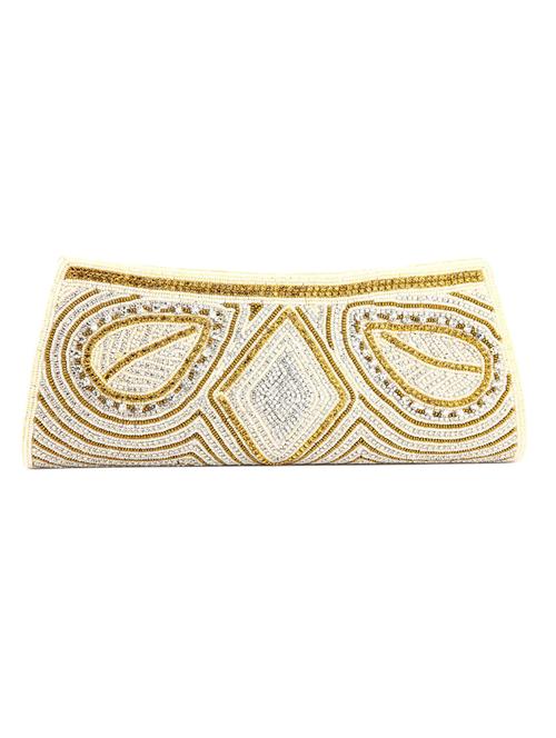 white leatherette (pu) ethnic clutch - 10767302 - Very Small Image - 1