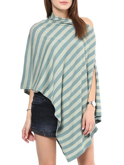 green 100% cotton summer poncho - 10769698 - Very Small Image - 1