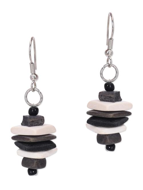 monochrome wooden beads embellished earrings - 10774177 - Very Small Image - 1
