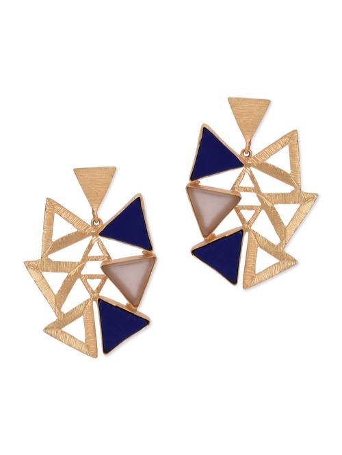 gold brass embellished geometrical earrings - 10774186 - Very Small Image - 1