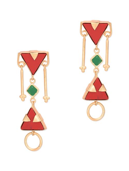 gold brass embellished geometrical earrings - 10774191 - Very Small Image - 1