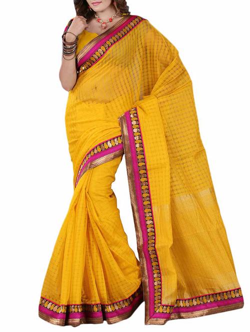 yellow silk saree - 10774839 - Very Small Image - 1