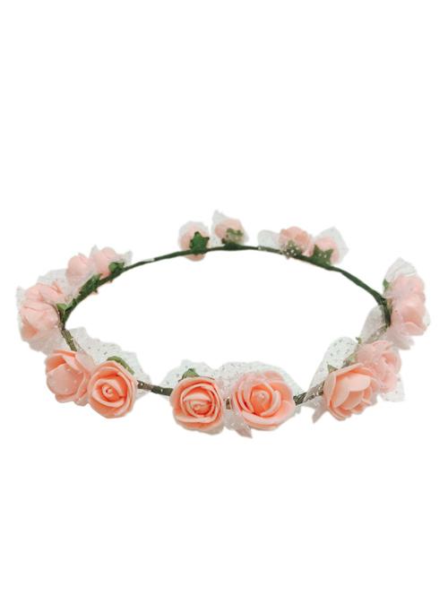 loops n knots pataka collection peach color tiara/crown/headband for girls & women -hair accessories for birthday ,party & weddi - 10787289 - Very Small Image - 1