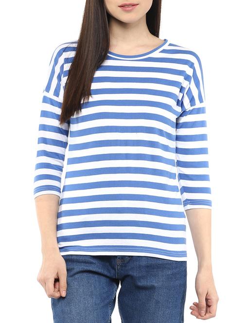 blue striped cotton tee - 10787515 - Very Small Image - 1