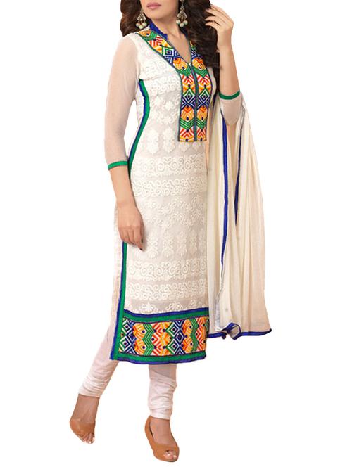 white georgette unstitched suit - 10790312 - Very Small Image - 1