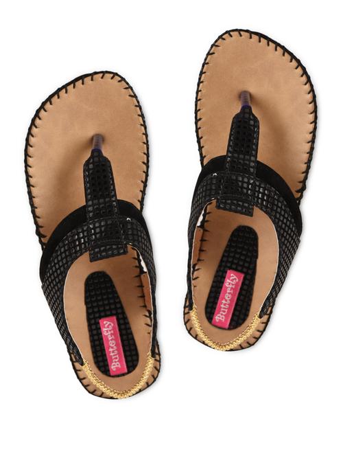 black  leathertte flat sandals - 1079216 - Very Small Image - 1