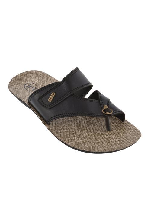 black leatherette toe seperators slippers - 10794090 - Very Small Image - 1