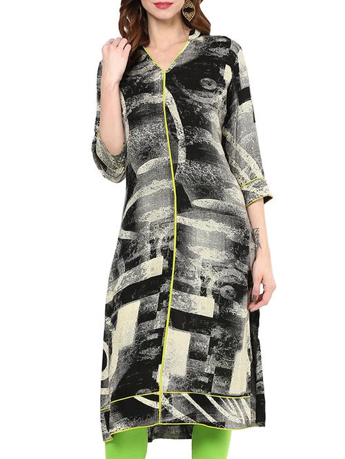 black rayon kurta - 10796296 - Very Small Image - 1