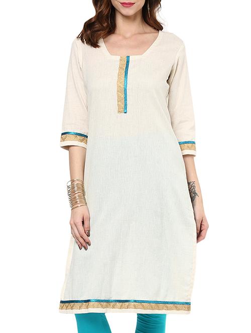 white cotton kurta - 10796305 - Very Small Image - 1