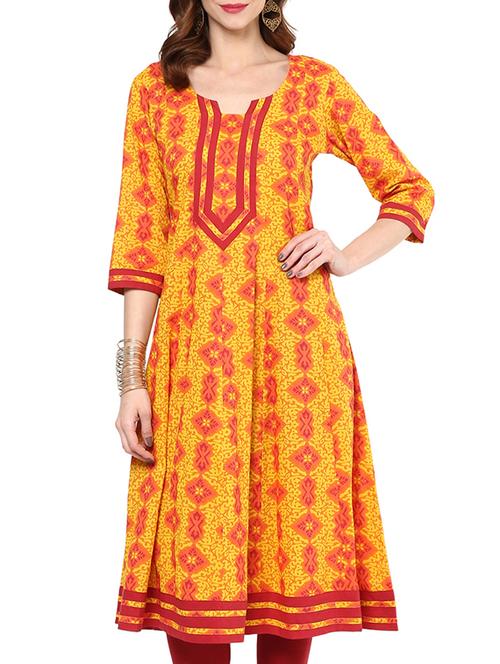 yellow cotton kurta - 10796309 - Very Small Image - 1