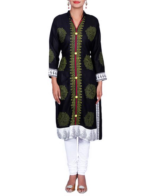 black cotton kurti - 10796359 - Very Small Image - 1