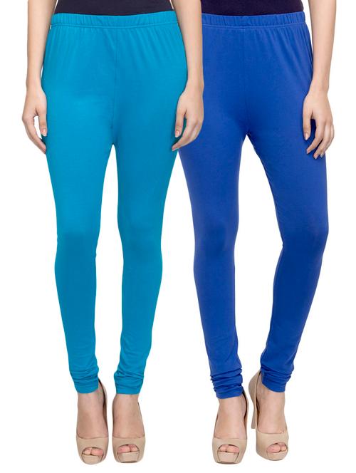 cotton lycra solid leggings - 10797061 - Very Small Image - 1