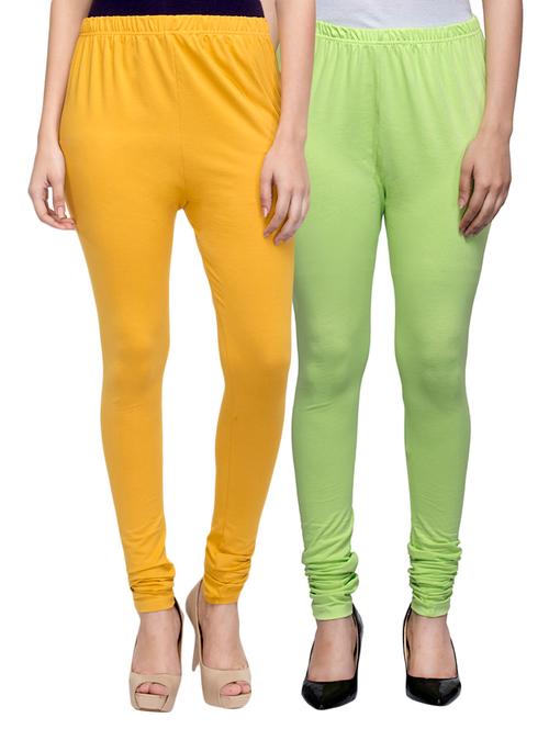 cotton lycra solid leggings (set of 2) - 10797099 - Very Small Image - 1