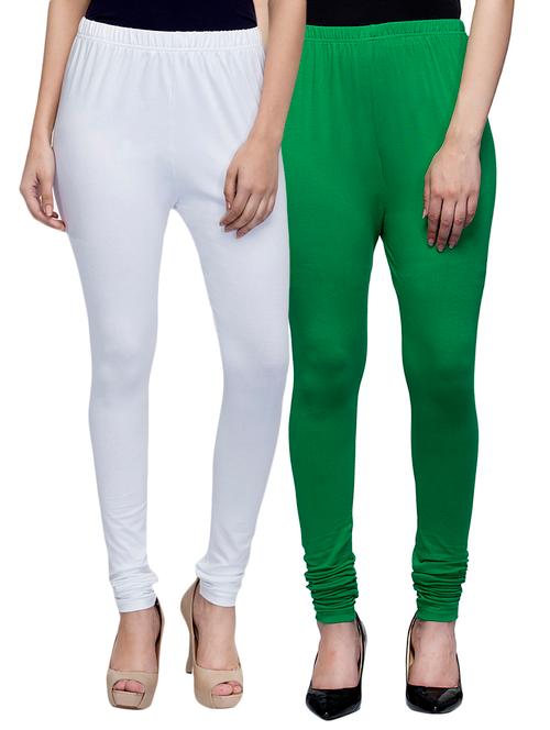 cotton lycra solid leggings (set of 2) - 10797153 - Very Small Image - 1