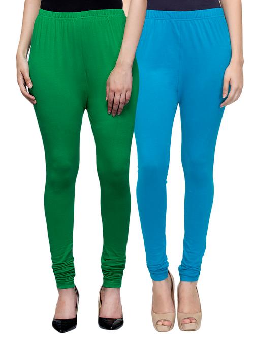 cotton lycra solid leggings (set of 2) - 10797161 - Very Small Image - 1