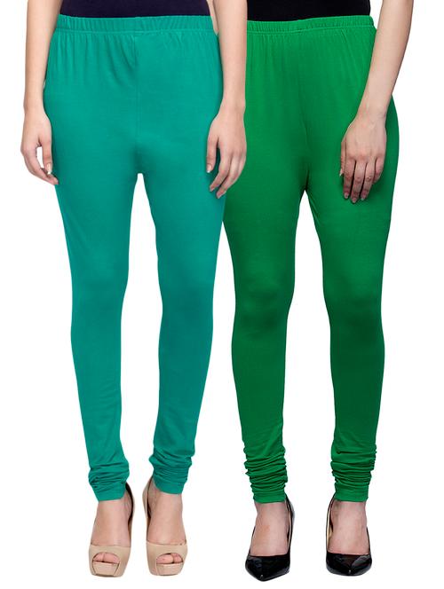 cotton lycra solid leggings (set of 2) - 10797163 - Very Small Image - 1