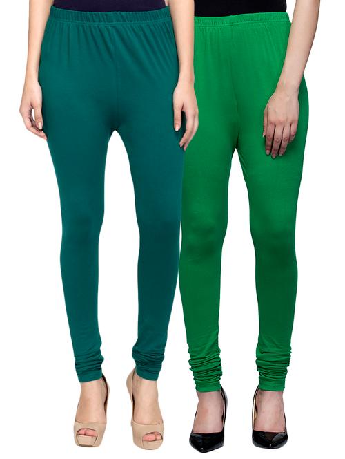 cotton lycra solid leggings (set of 2) - 10797166 - Very Small Image - 1