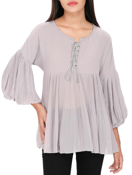grey georgette top - 10799396 - Very Small Image - 1