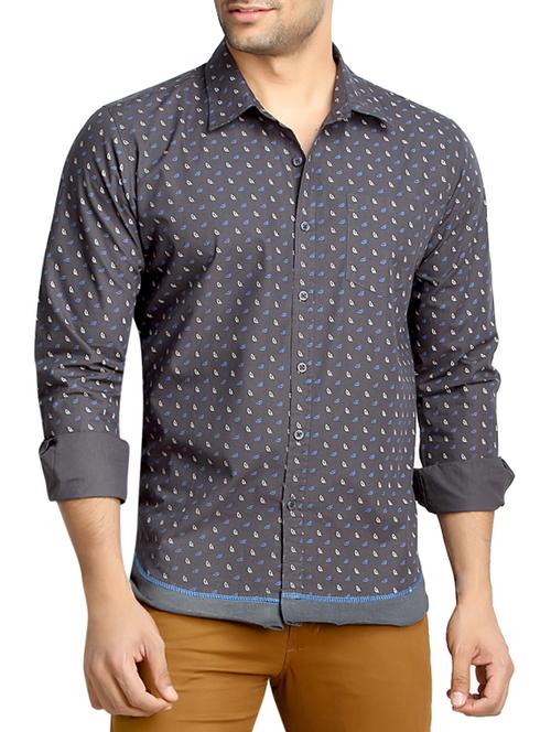 grey cotton casual shirt - 10799599 - Very Small Image - 1