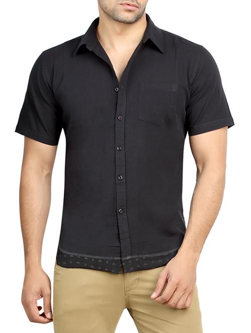 black linen casual shirt - 10799625 - Very Small Image - 1