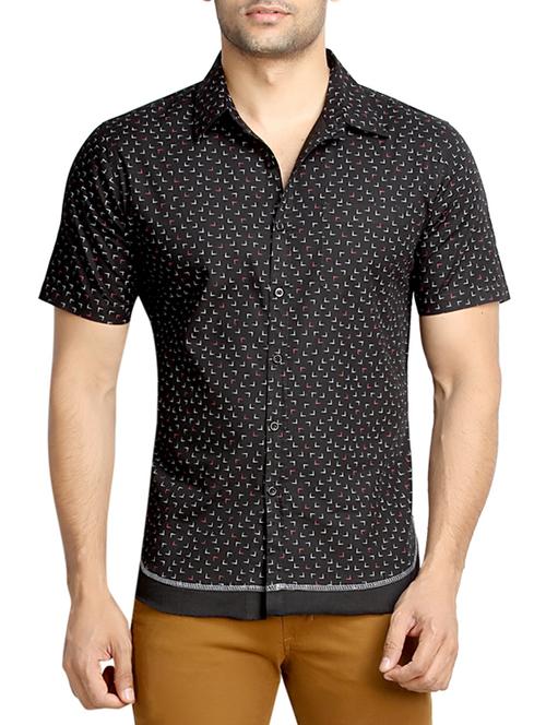 black cotton casual shirt - 10799630 - Very Small Image - 1