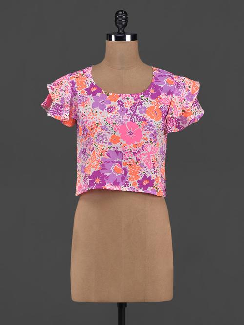 Floral printed polyester crop top - 1080036 - Very Small Image - 1