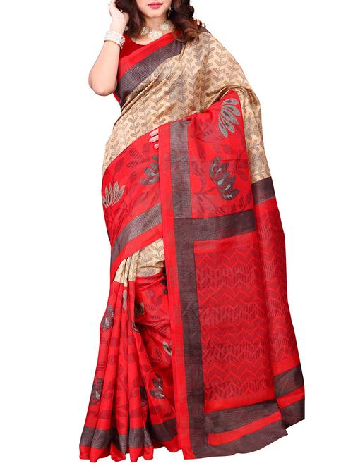 cherry red cotton saree - 10801285 - Very Small Image - 1