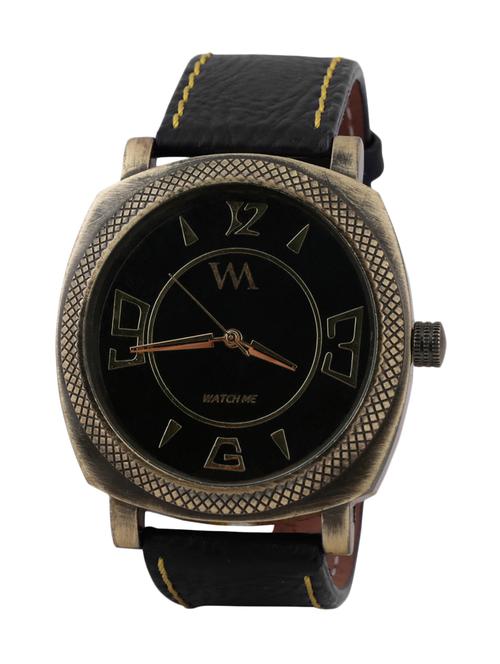 black leather analogue watch - 10809600 - Very Small Image - 1