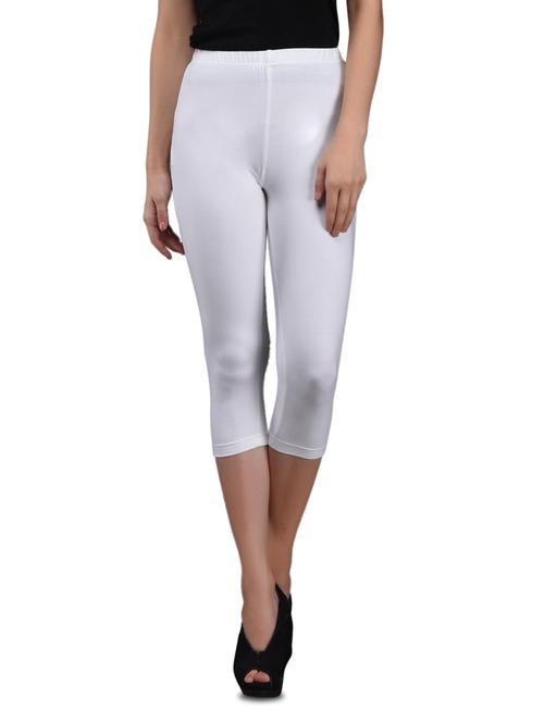 white cotton knee-length leggings - 1081317 - Very Small Image - 1