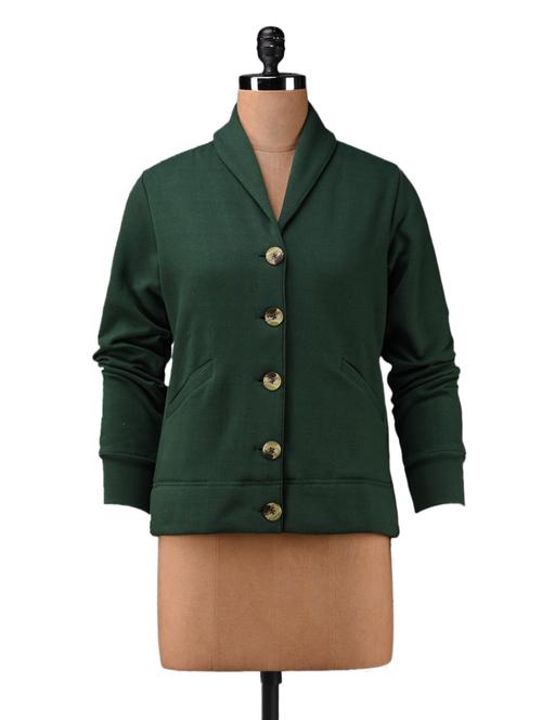 dark green cotton fleece jacket - 1081357 - Very Small Image - 1