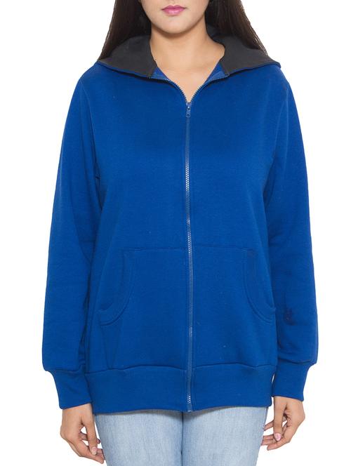 royal blue hooded cotton fleece jacket - 1081371 - Very Small Image - 1