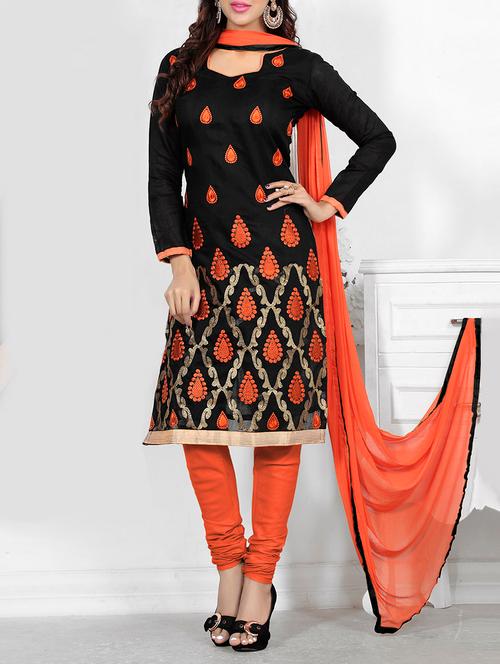 black cotton un-stitched dress material - 10814167 - Very Small Image - 1