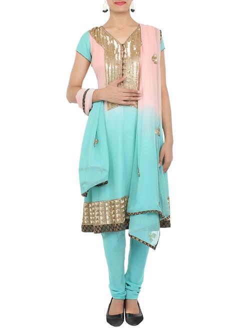 pinkblue georgette set - 10814383 - Very Small Image - 1