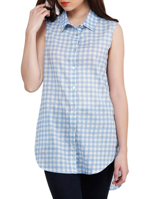 blue checks  cotton shirt - 10814426 - Very Small Image - 1