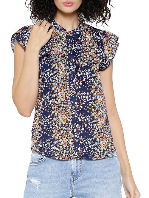 black printed georgette top - 10814450 - Very Small Image - 1