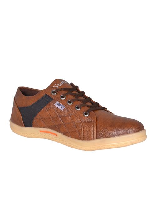 brown leatherette lace up sneaker - 10819219 - Very Small Image - 1