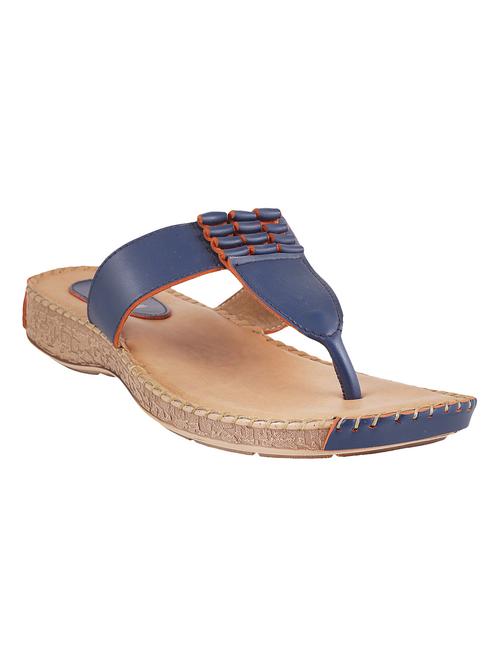 Navy blue leatherette toe separator sandals - 10821053 - Very Small Image - 1