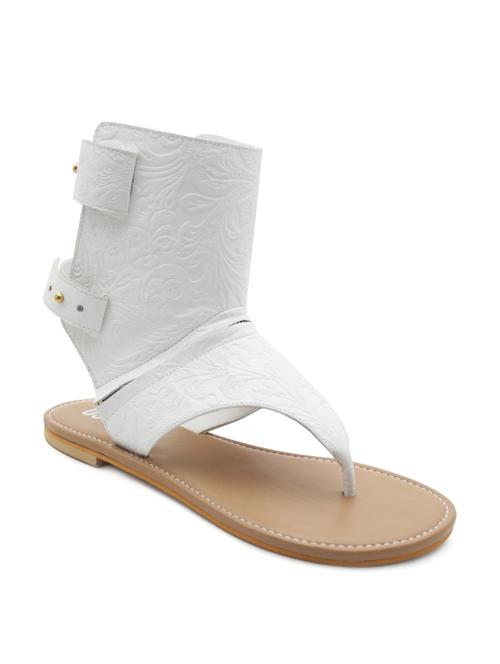 white leather floral embossed sandals - 10821855 - Very Small Image - 1