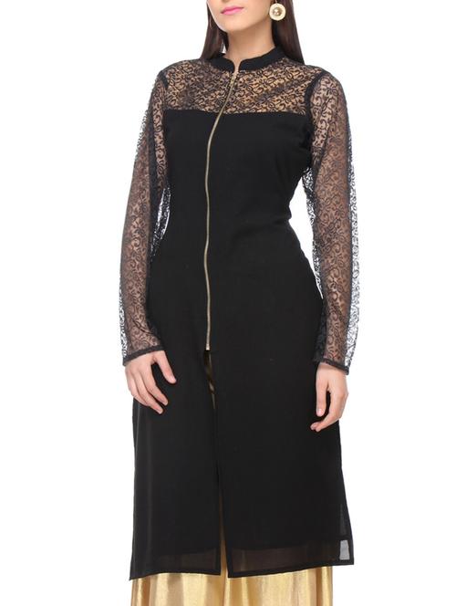 black georgette straight kurta - 10823860 - Very Small Image - 1