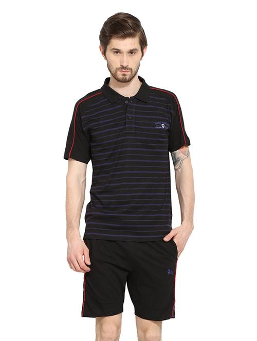 duke stardust black cotton blend bermuda set - 10825213 - Very Small Image - 1