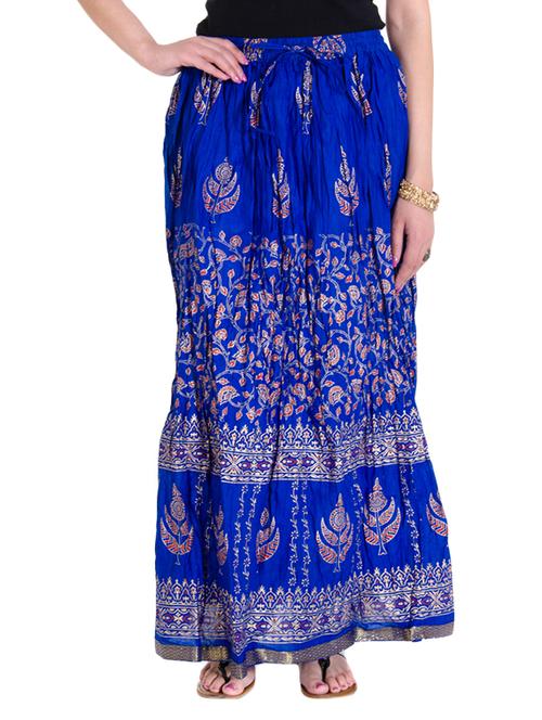 blue cotton aline skirts - 10826005 - Very Small Image - 1