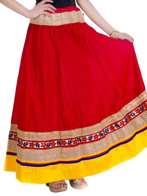 red cotton aline skirts - 10826009 - Very Small Image - 1
