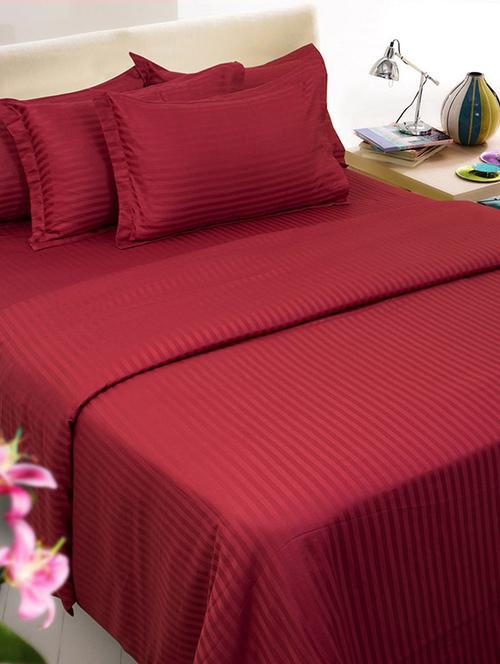  maroon color cotton bed sheet with two pillow covers - 1082608 - Very Small Image - 1
