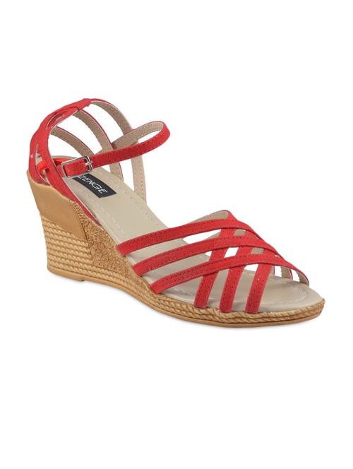 red thin cross straps suede wedges - 1082712 - Very Small Image - 1