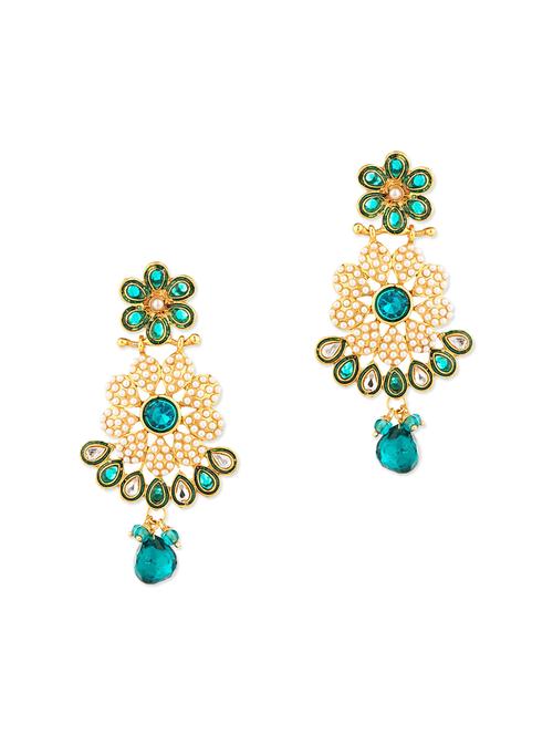 Drop Shaped Floral Earrings - 1083401 - Very Small Image - 1