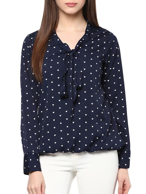 navy crepe top - 10835556 - Very Small Image - 1