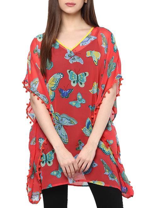 pink georgette kaftan - 10835557 - Very Small Image - 1