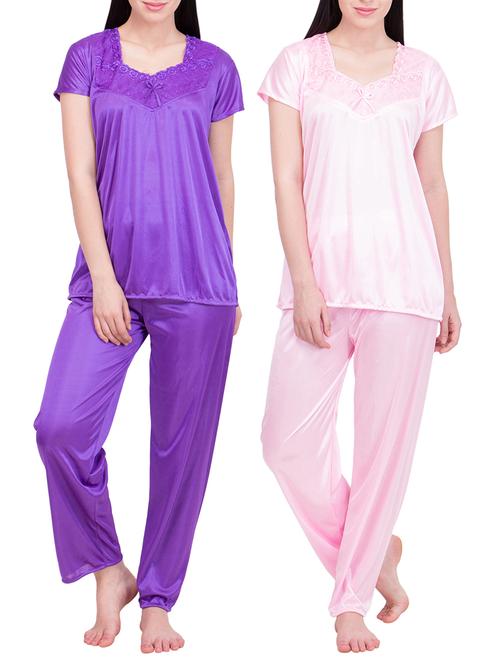 purple,pink satin nightwear - 10841365 - Very Small Image - 1