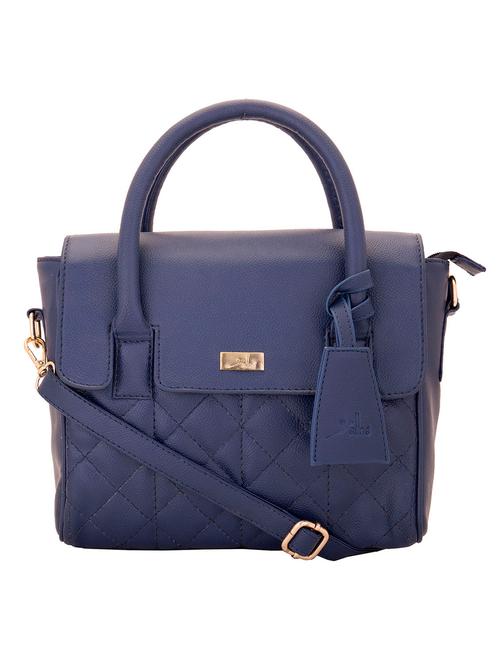 blue quilted faux leather handbag with sling - 10846411 - Very Small Image - 1